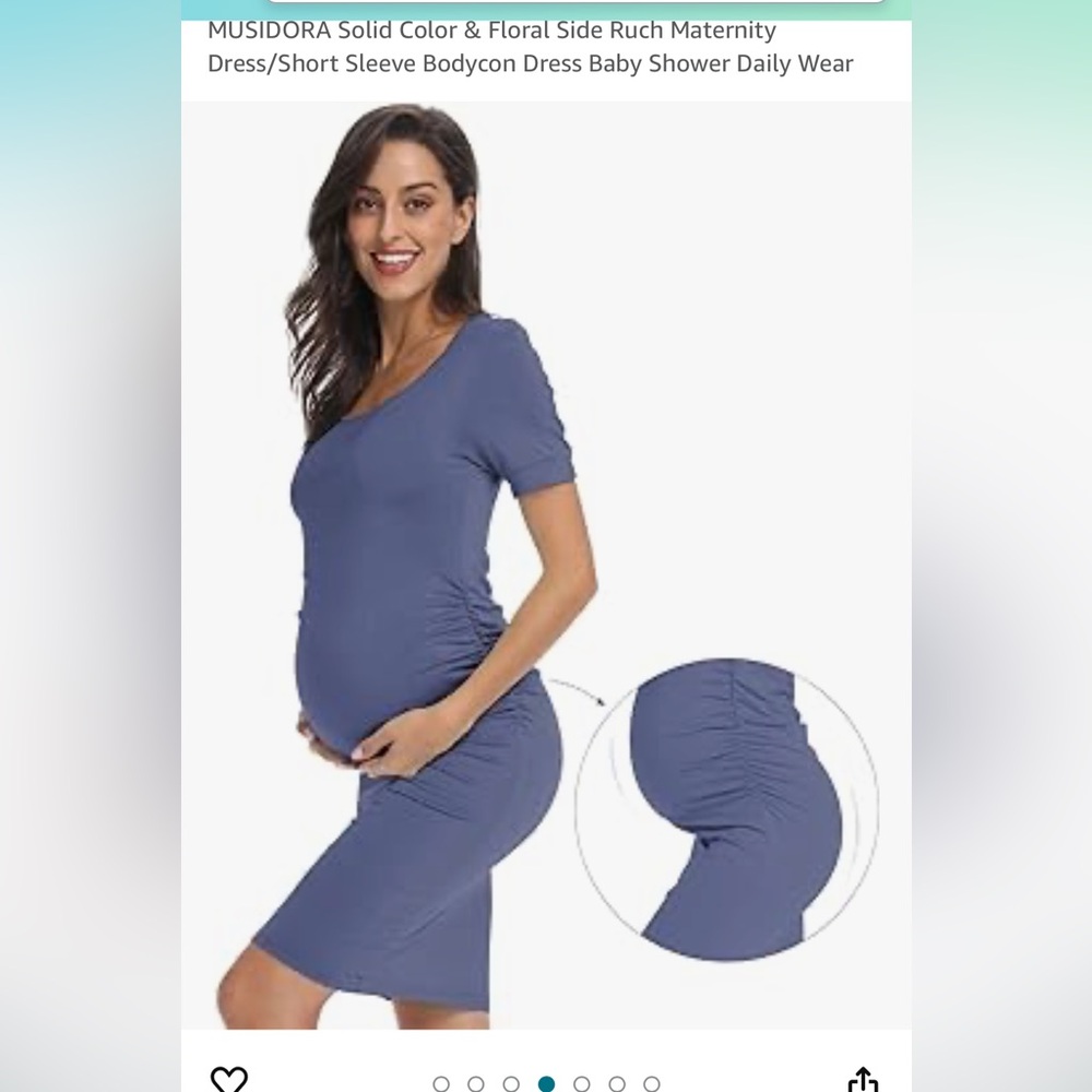 Bodycon blue grey maternity midi dress. Baby shower